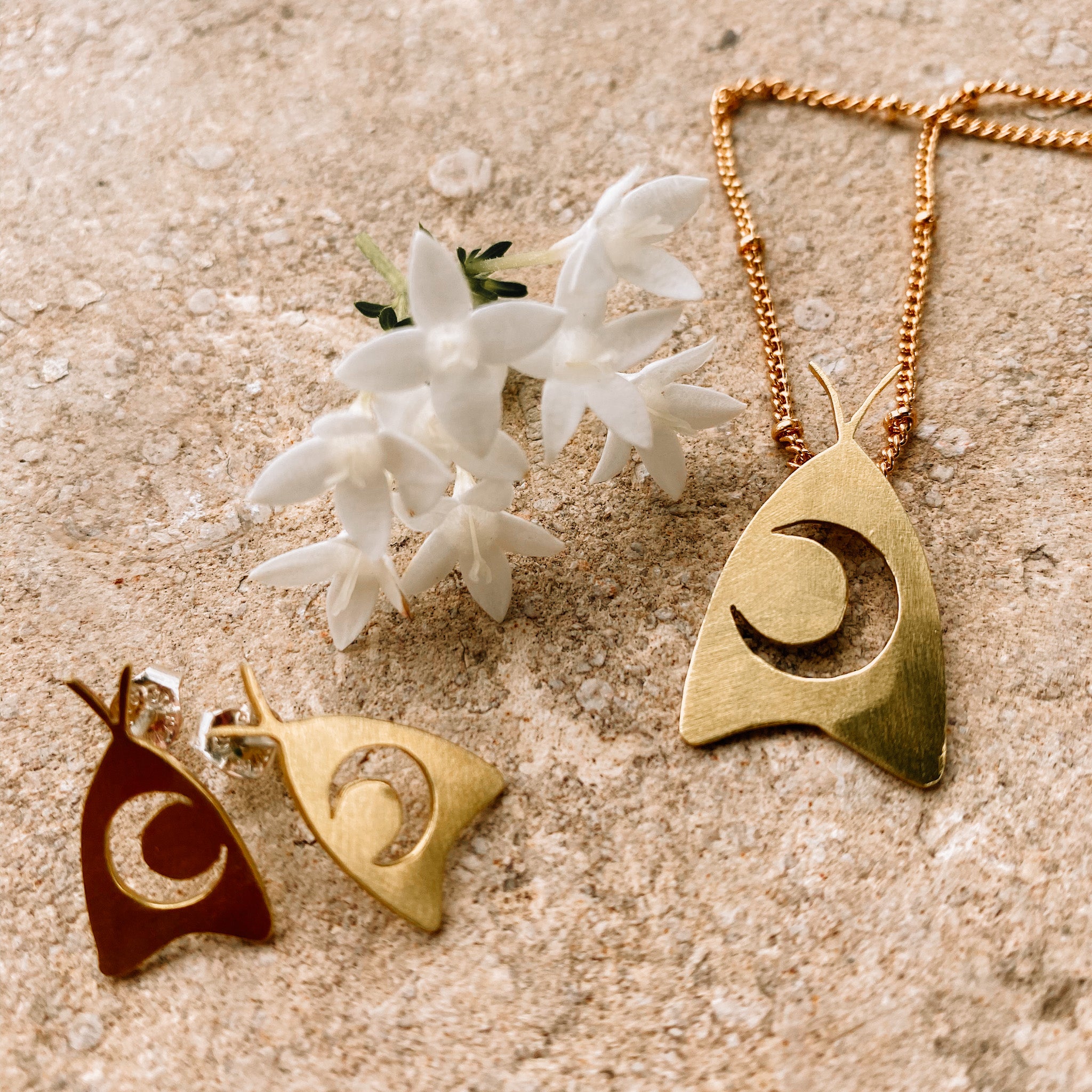 Moon Moth Necklace - Opal and Gold Collab - PREORDER